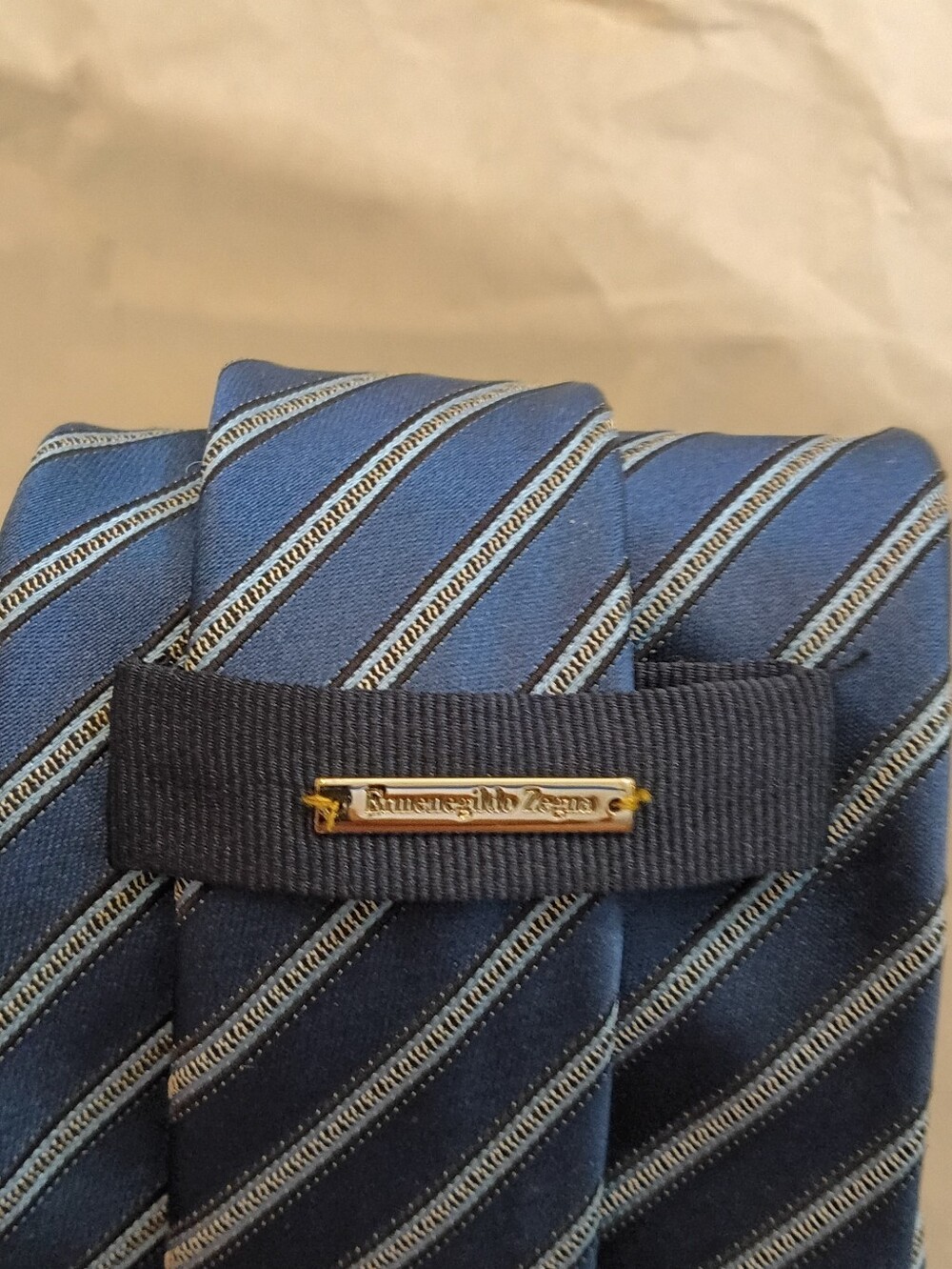 Ermenegildo Zegna Couture XXX Thick Woven Stripe Cotton Silk Luxury Tie